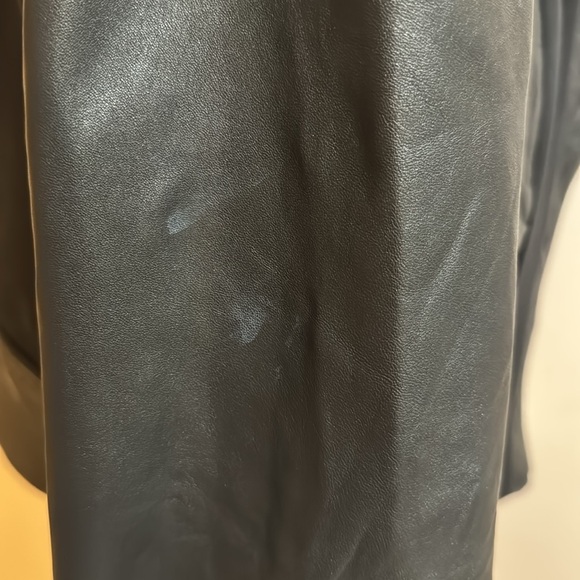 Anthropologie Elevenses Genuine Leather Cotton Cropped Moto Zip Jacket Sz 6 - Picture 12 of 16